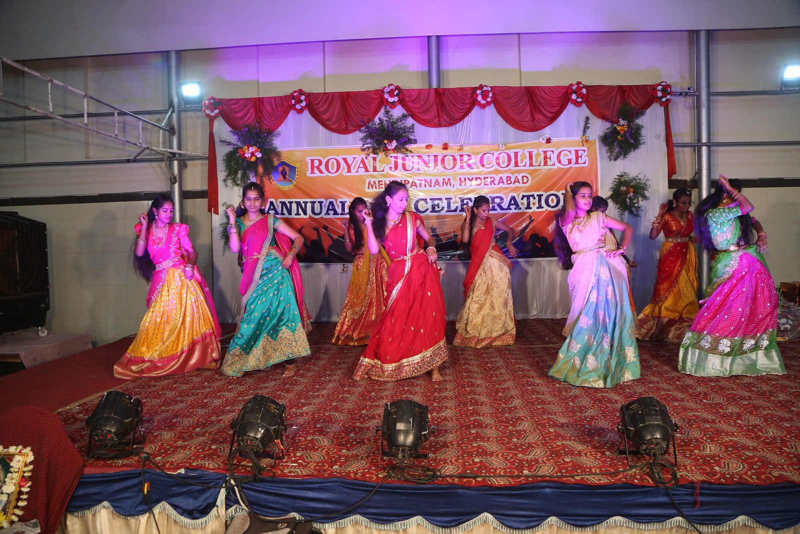 Students on stage during the Annual Day programme